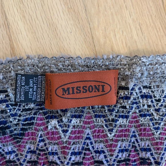 Missoni Wool Blend Chevron Fringe Ends Scarf Wrap - Picture 2 of 5